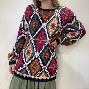 Vintage Chunky Knit Western Sweater